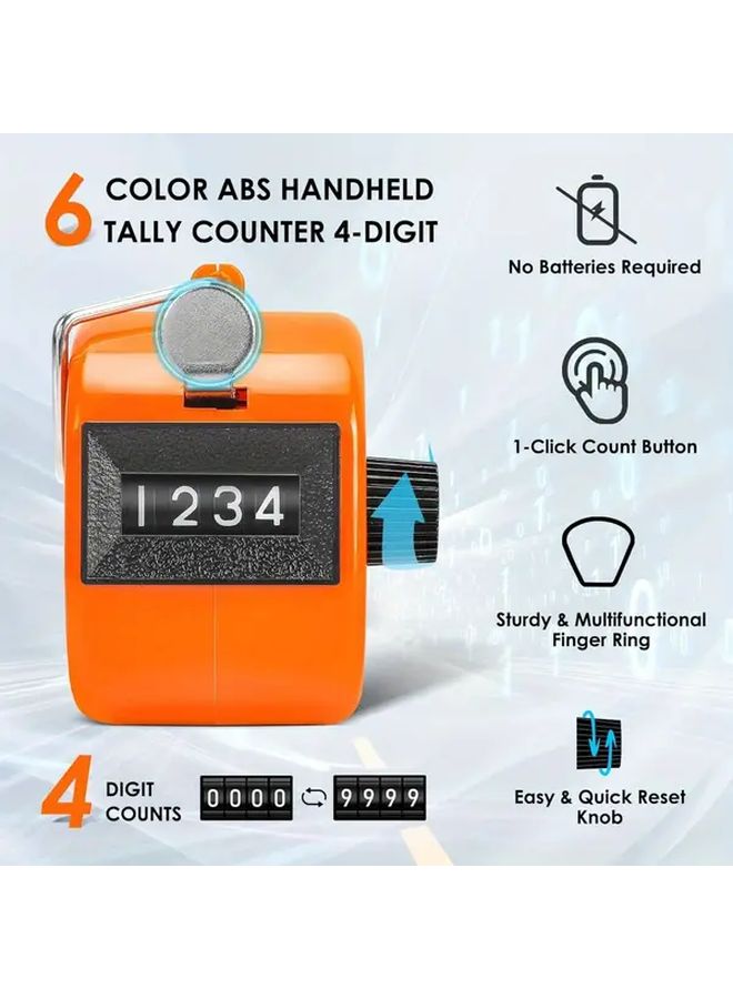 6pcs Polychrome Handheld Manual Counter Clicker 4 Digit with Finger Ring for Sports Knitting Golf Events - Image 2